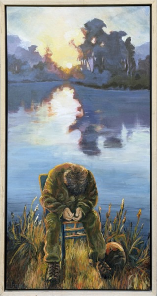 Soldier Alone at Sunset framed